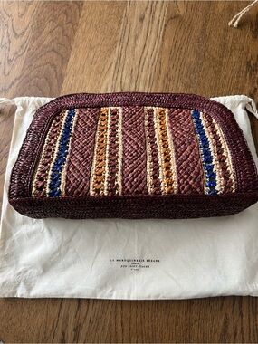 Sézane Woven raffia clutch bag